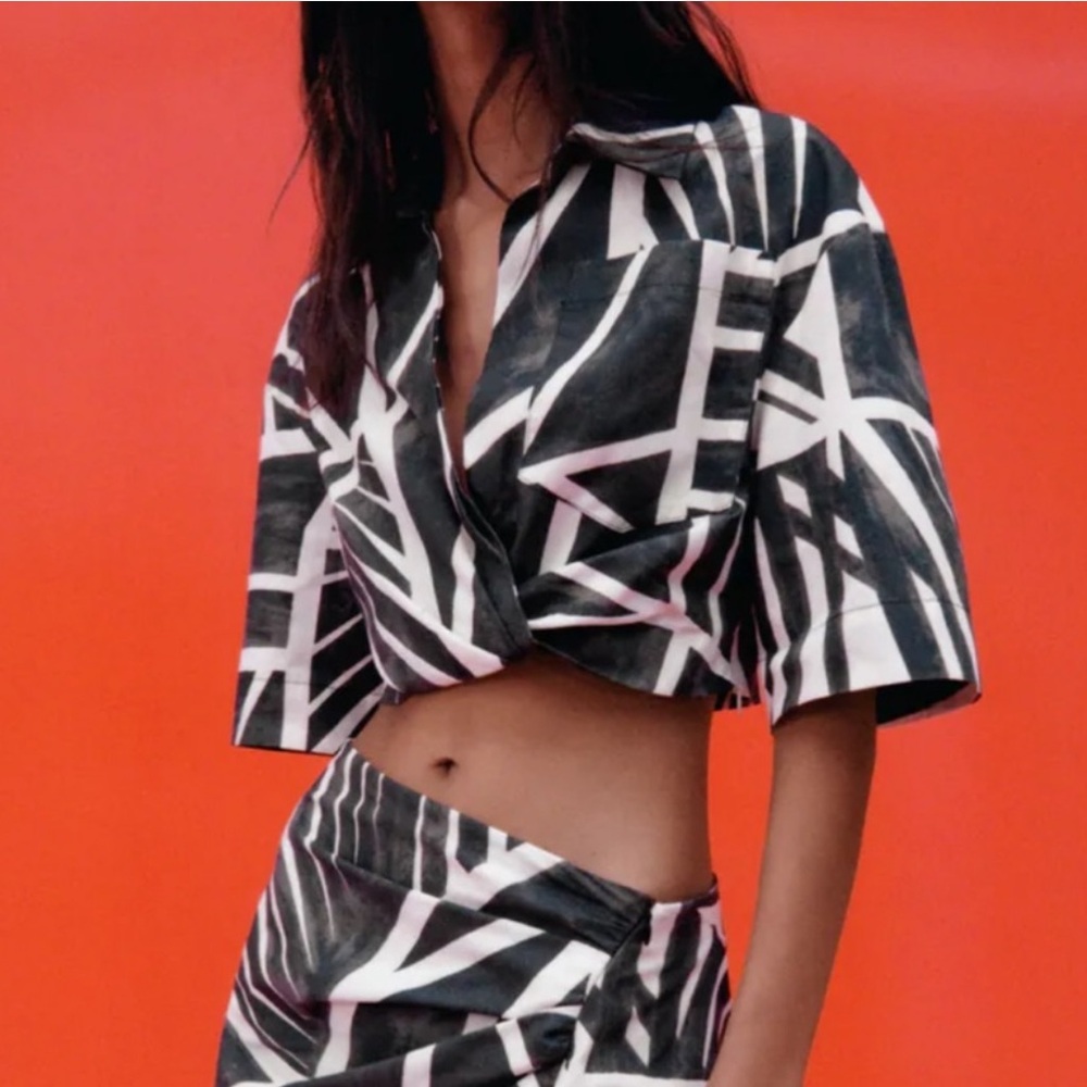NWOT Zara geometric crop top